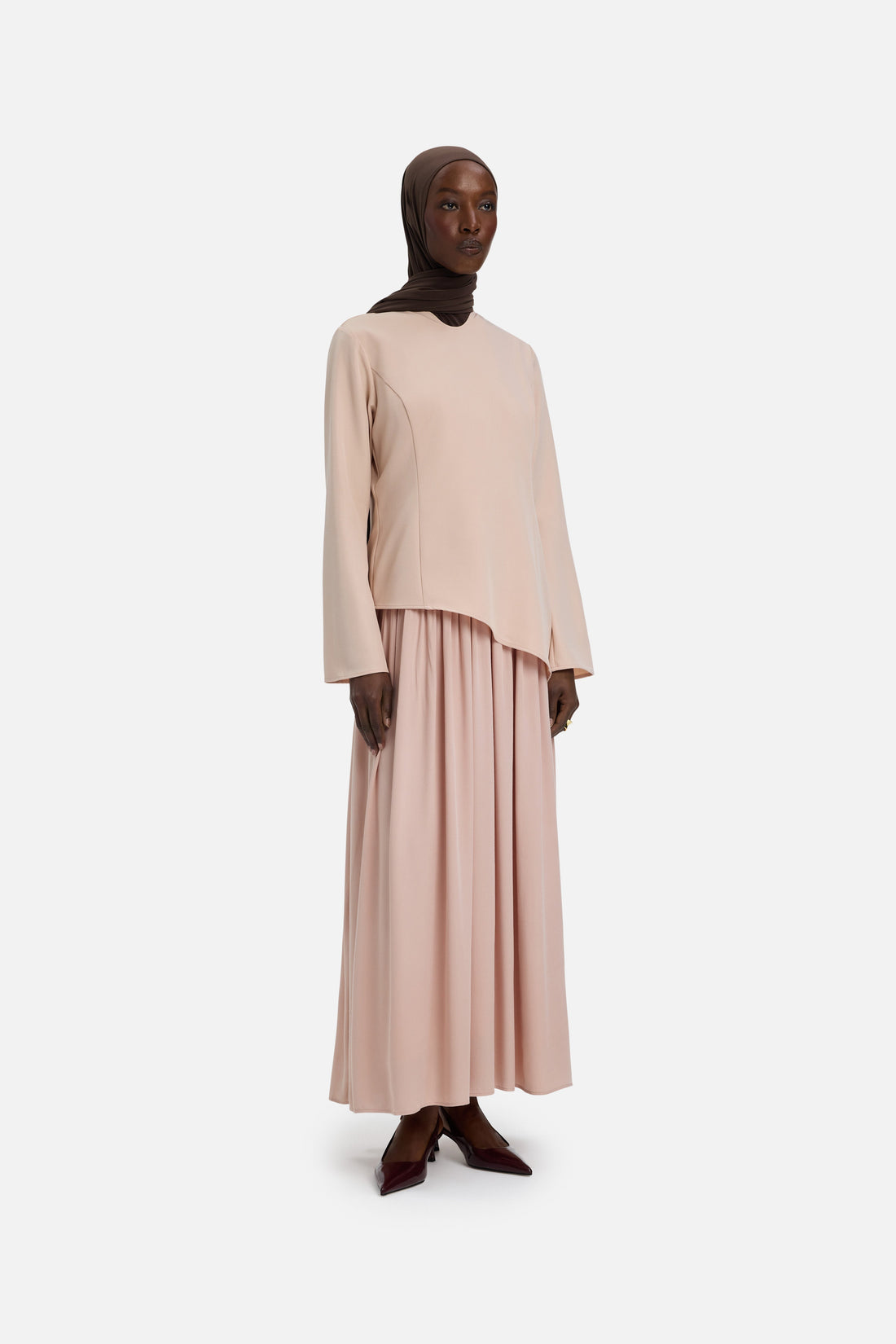 Doux Robe op Maat met Gebogen Zoom | Dark Rose