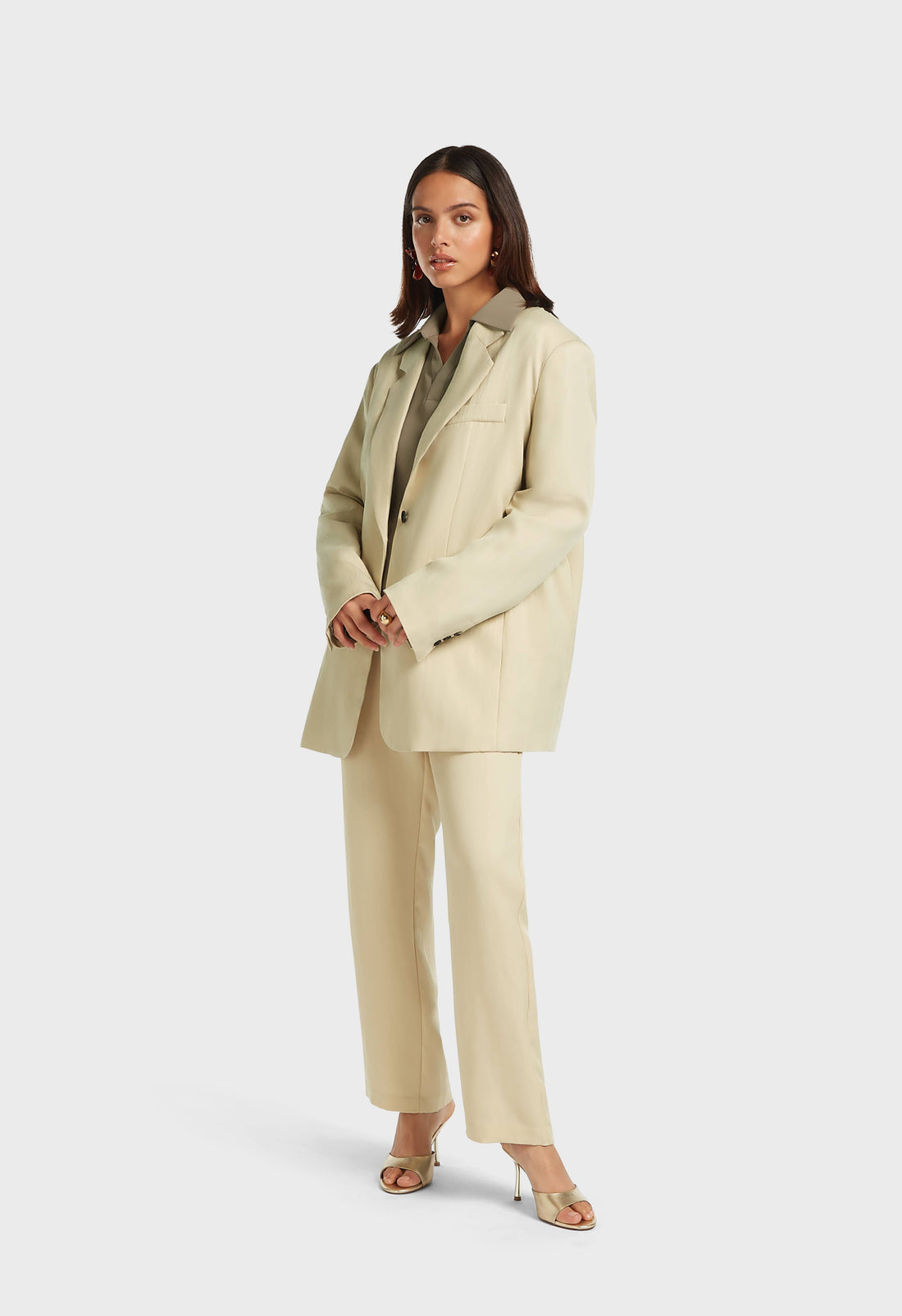 Gestructureerde Tailored Pantalon | Brown Rice