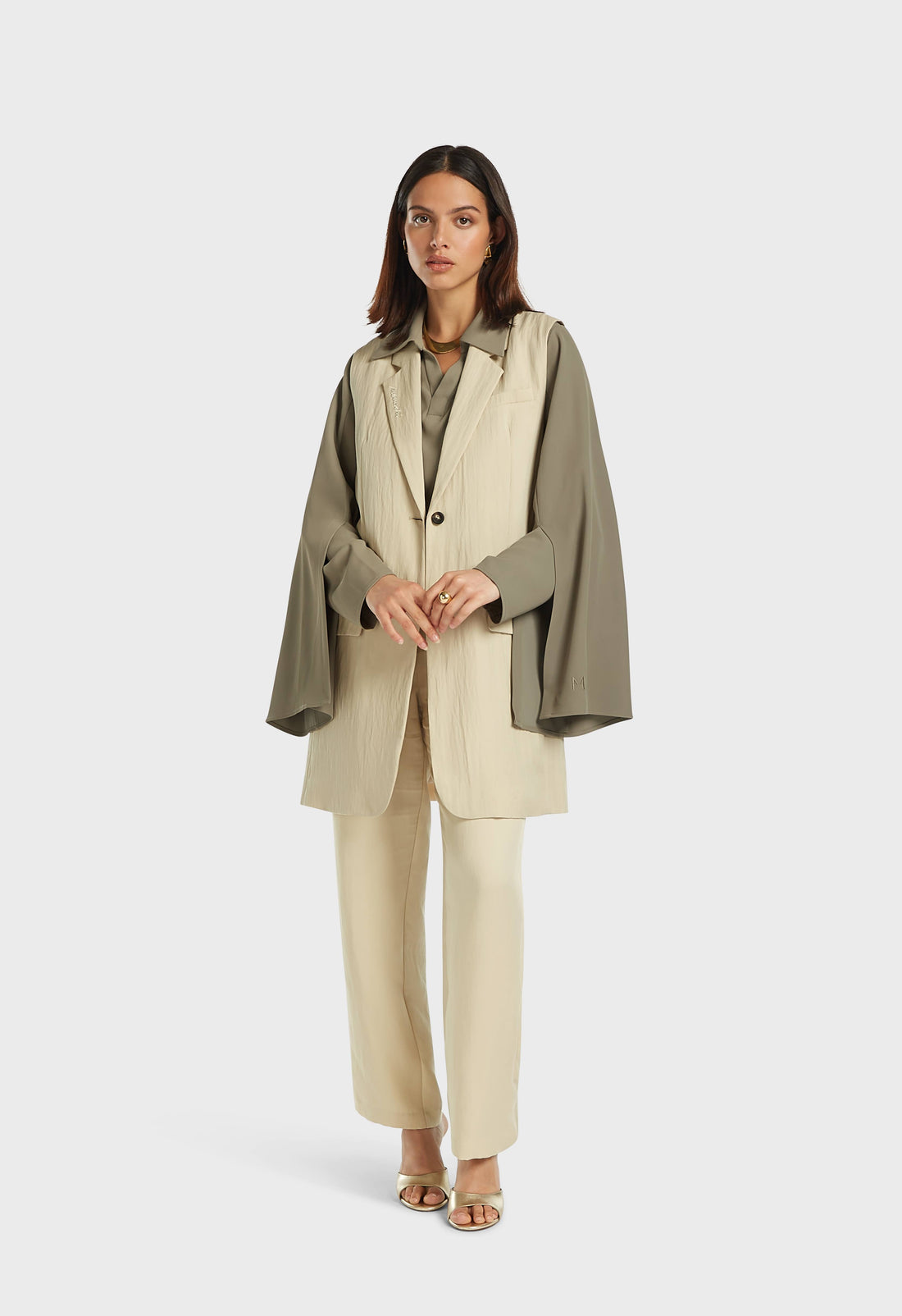 Gestructureerd gilet | Bruine rijst