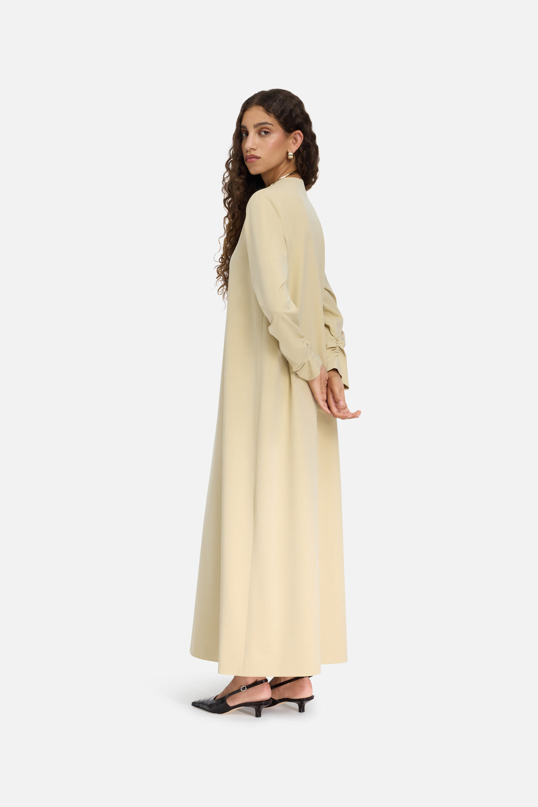 Getailleerde V-hals Jurk | Desert Clay