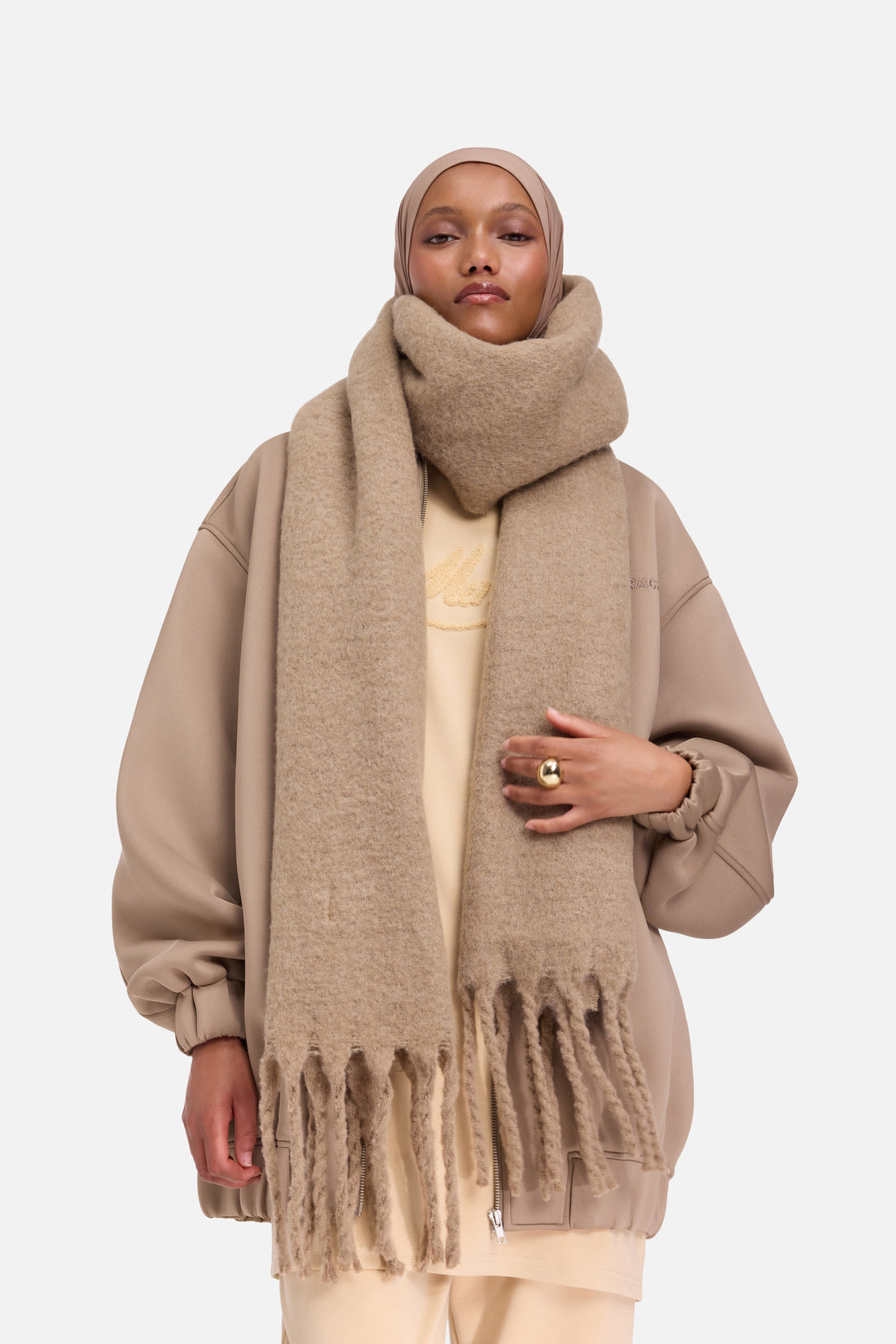 De geborstelde sjaal | Khaki