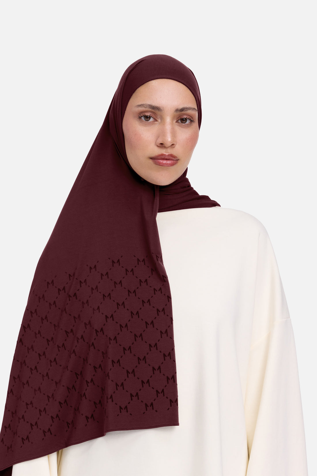 De Monogram Flock Premium Sjaal | Bordeaux