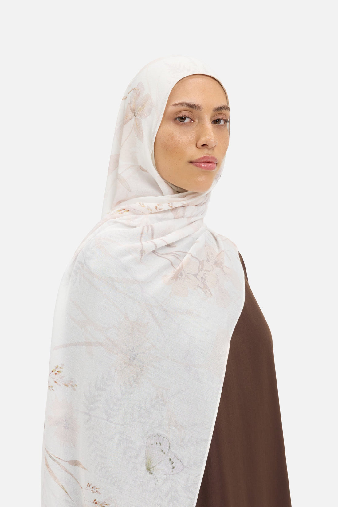 Gewichtloze Geweven Sjaal | Brown Bouquet