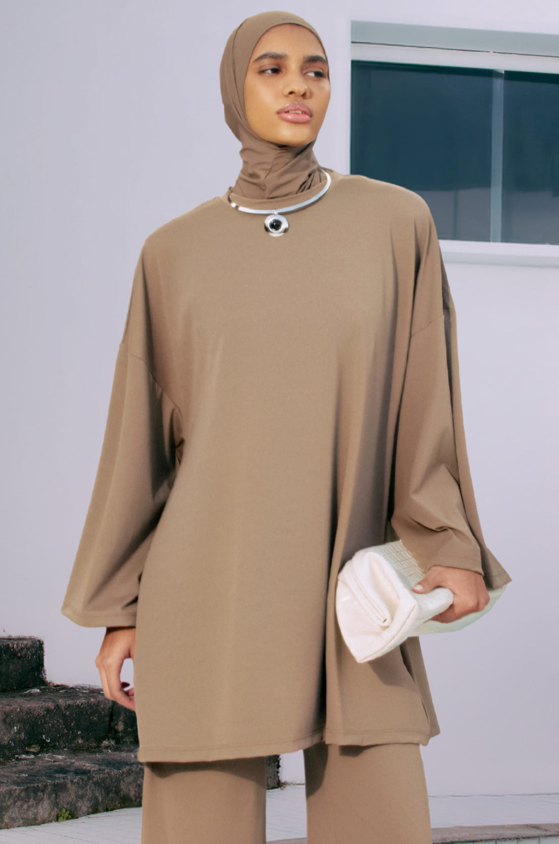 T-shirt Zwemtop | Brown Clay